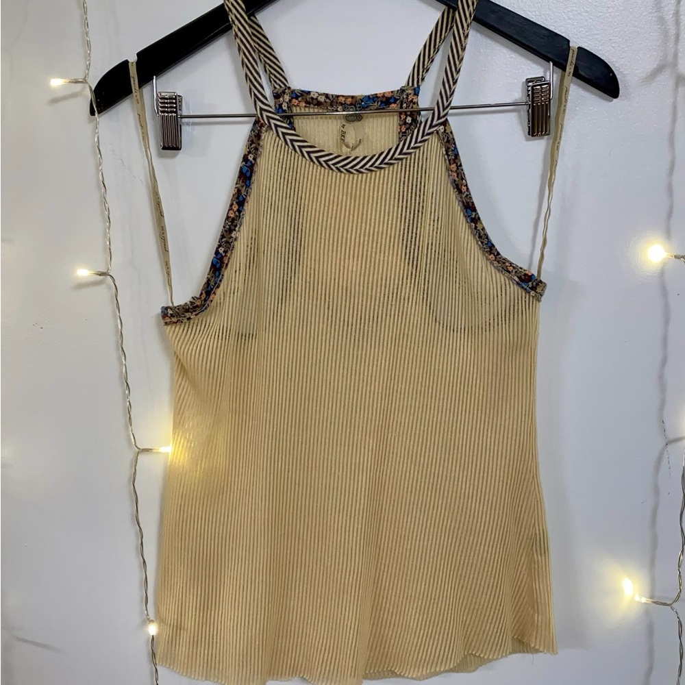 Floral Trim Cream Top